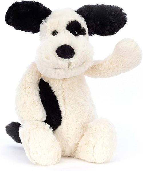 Bashful Black and Cream Puppy Stuffed Animal